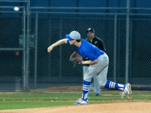 Senior Griffin Bodow throws a pitch.