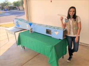 Sierra Smith demonstrates her wind tunnel.