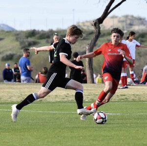 Evan Hackett on the pitch.