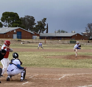 Diego Foster throws a pitch during the Knights' no-hitter victory over San Manuel.